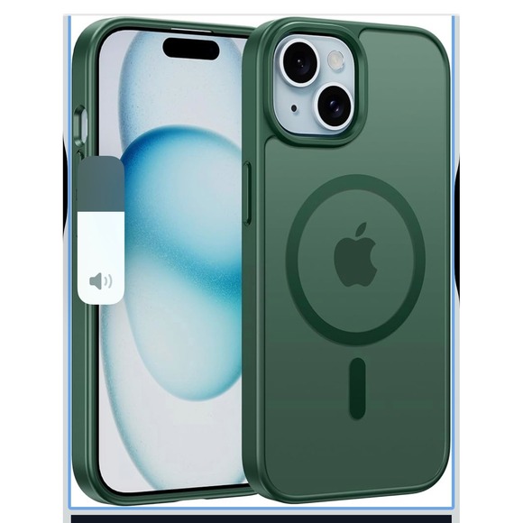 iPhone 15 14 13 Case, Strong Magnetic Absorption, Wireless Charging, Green - Picture 1 of 7